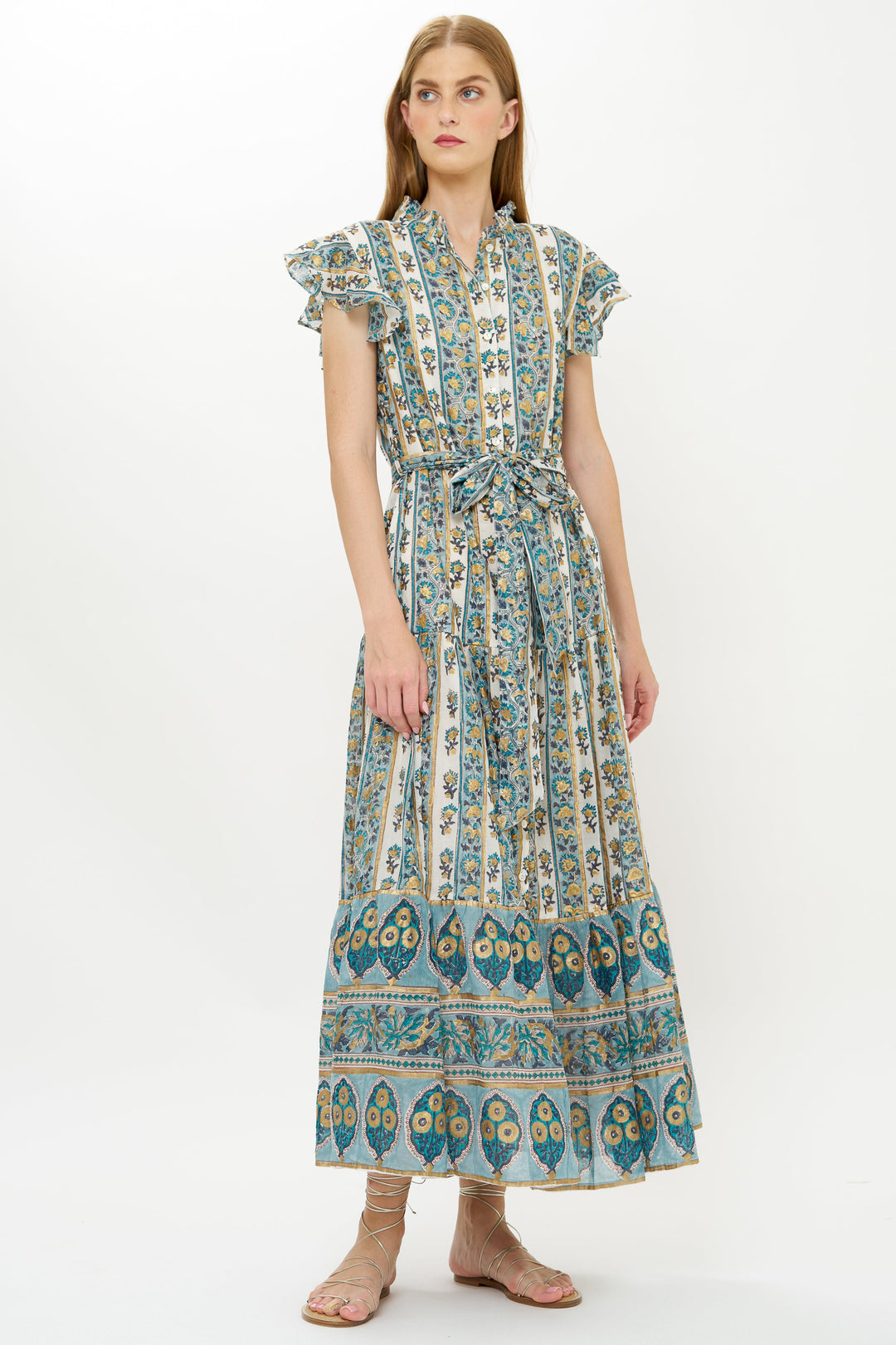 oliphant design dress OLIPHANT Belted Shirt Dress Sconset Blue