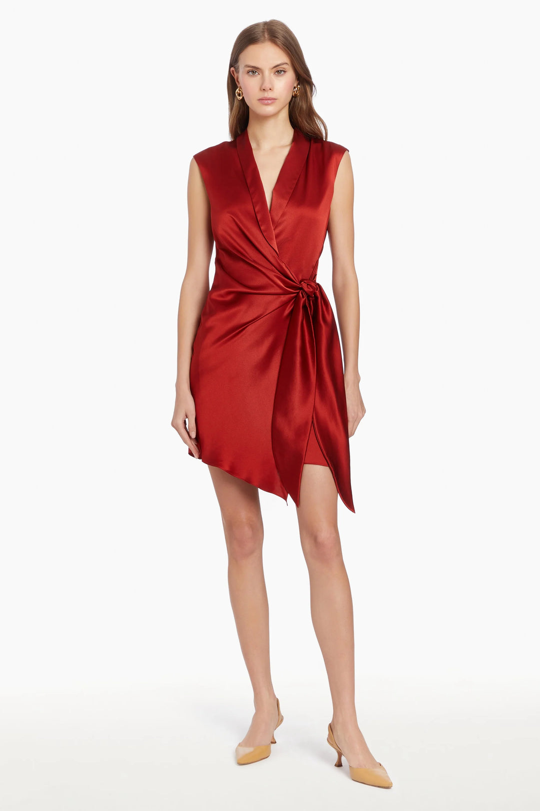 open lace back dress Isadora Wrap Style Midi Dress A-Line Sleeveless