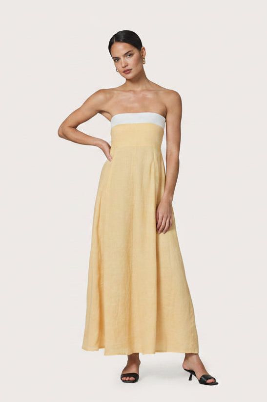 Pale Yellow Strapless Alora Maxi Dress – Carrie Dunham