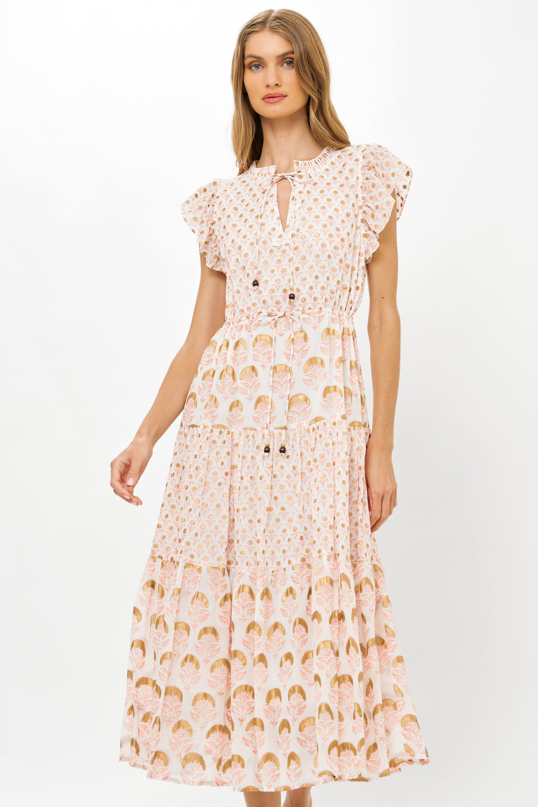 Coral Arbor Floral Cinched Midi Dress XS Coral Arbor Floral Cinched Midi Dress XS