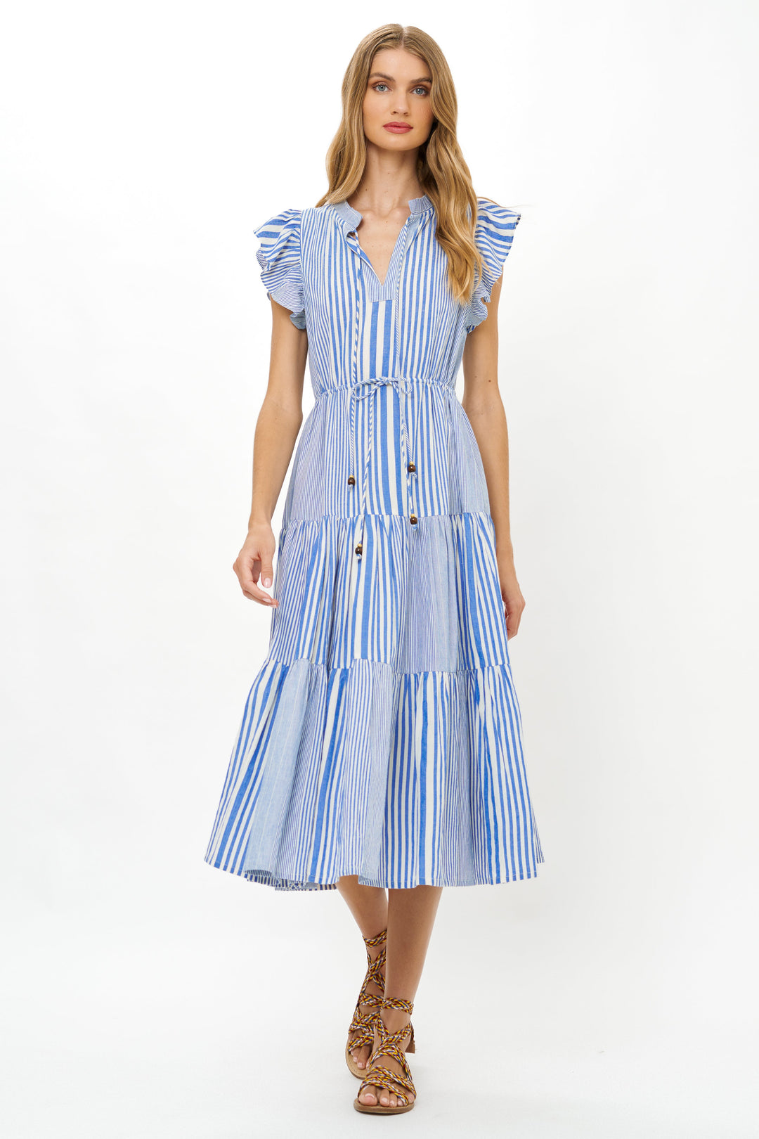 henley midi dress Henley Blue Cinched Flirty Midi Dress – Carrie Dunham