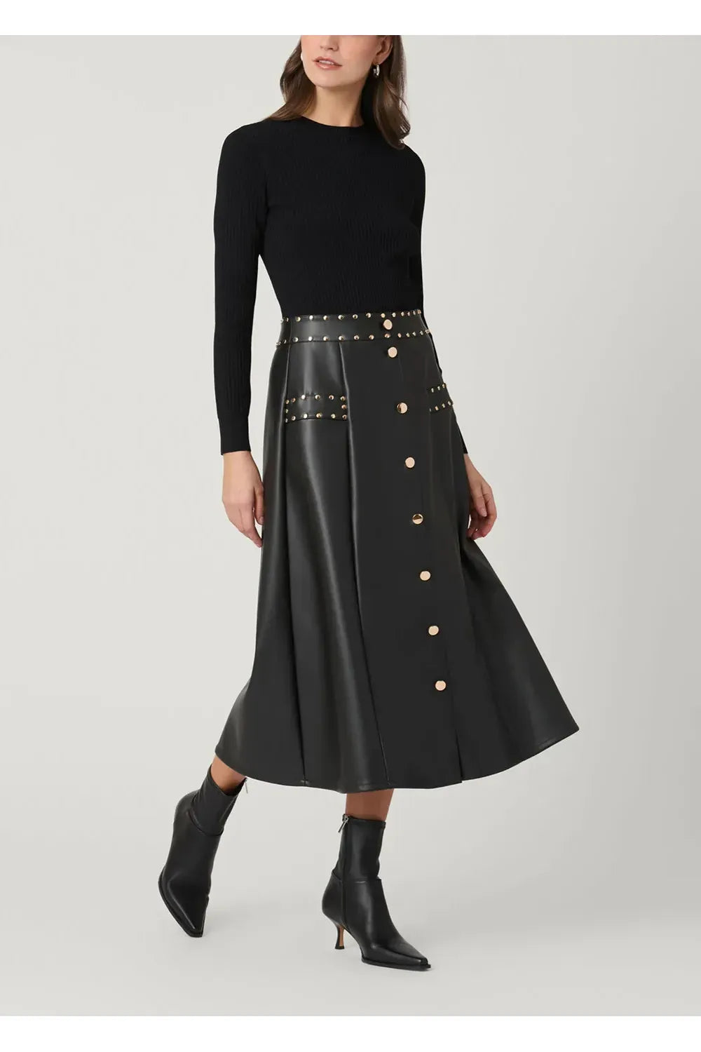 Jet Black Long Sleeve Cleo Midi Dress M