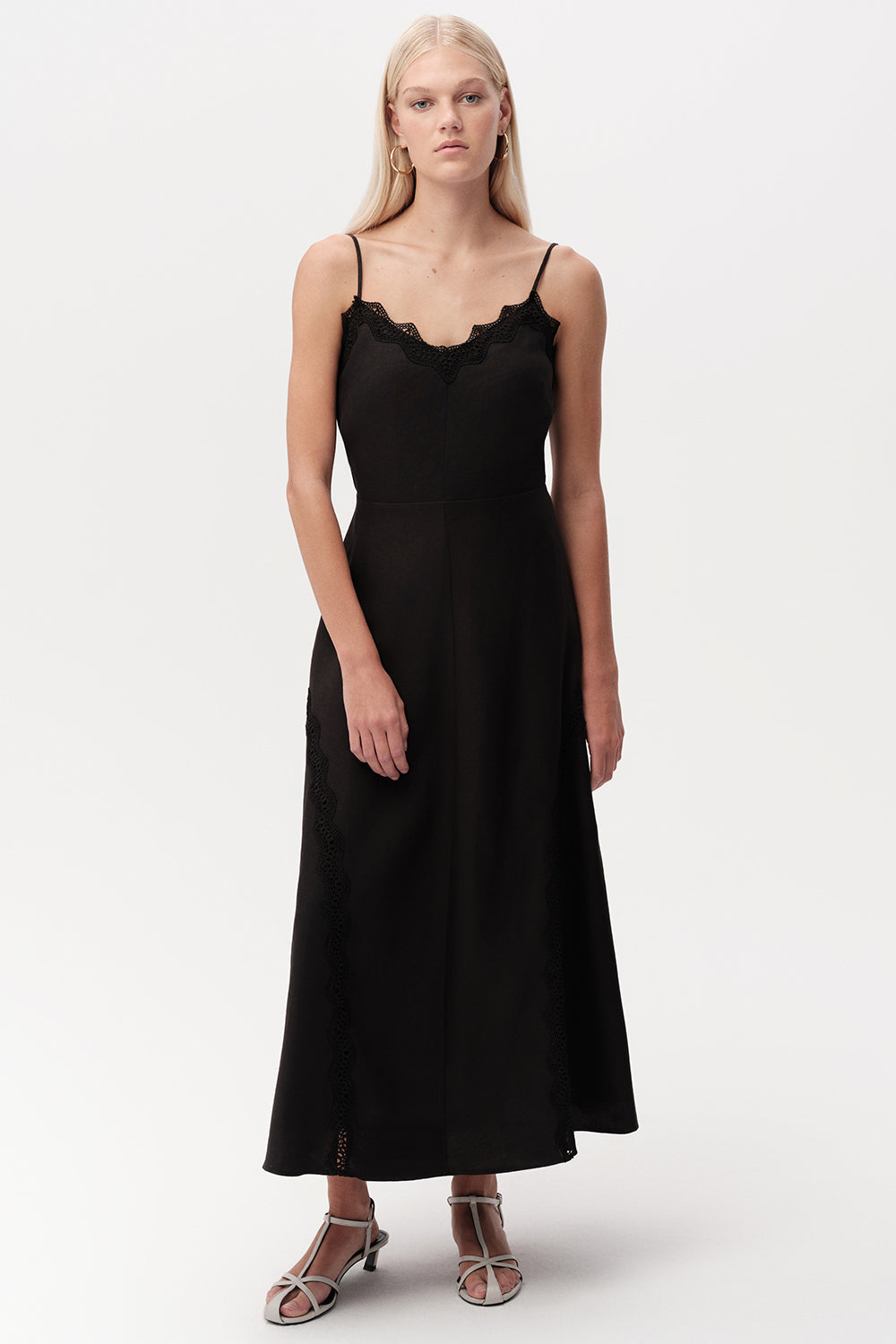 black linen midi dress sleeveless SLEEVELESS LINEN MIDI DRESS  Movesgood