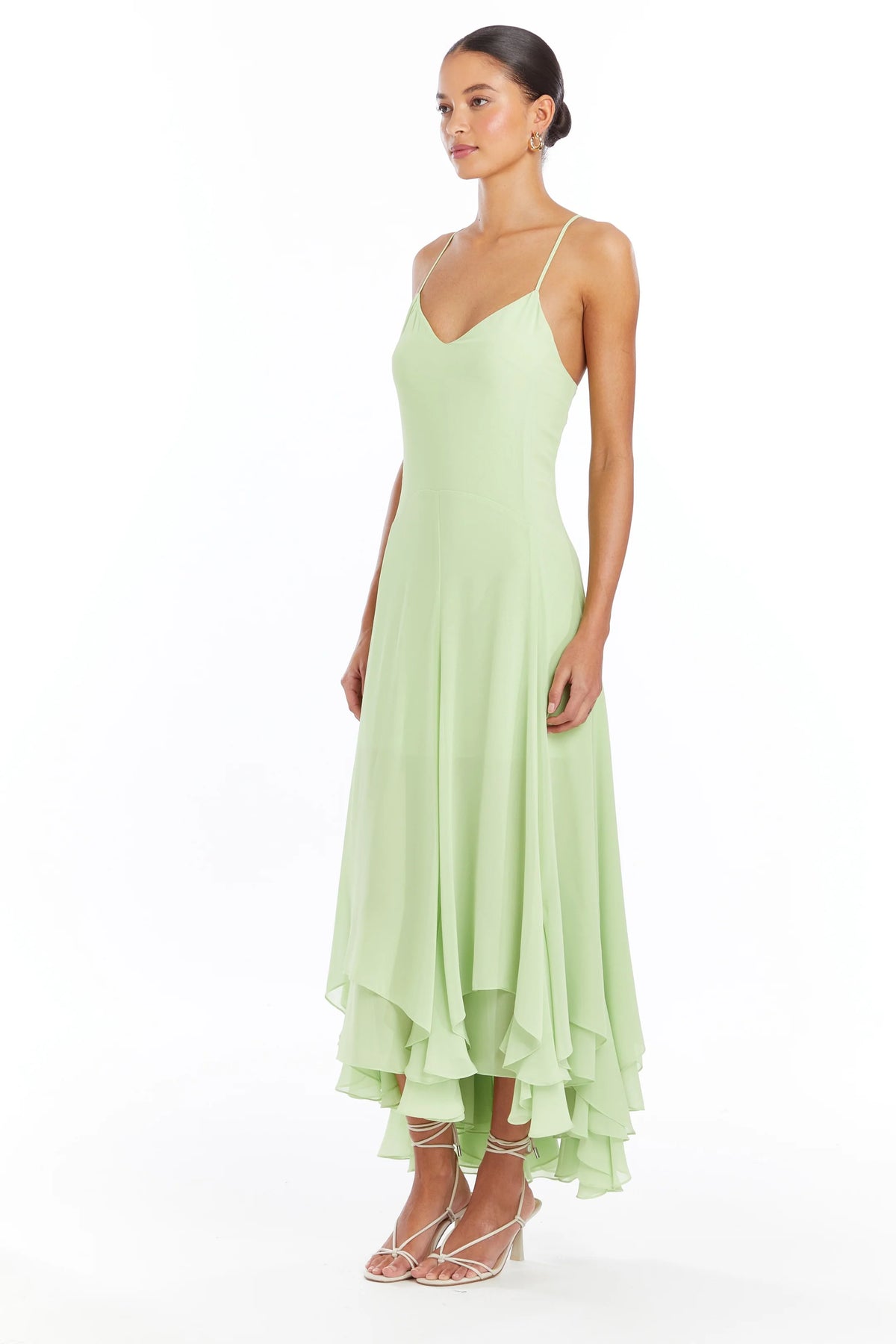 Sleeveless Maxi Clemenza Dress in Pear Novelty | S | Amanda Uprichard Sleeveless Maxi Clemenza Dress in Pear Novelty | S | Amanda Uprichard