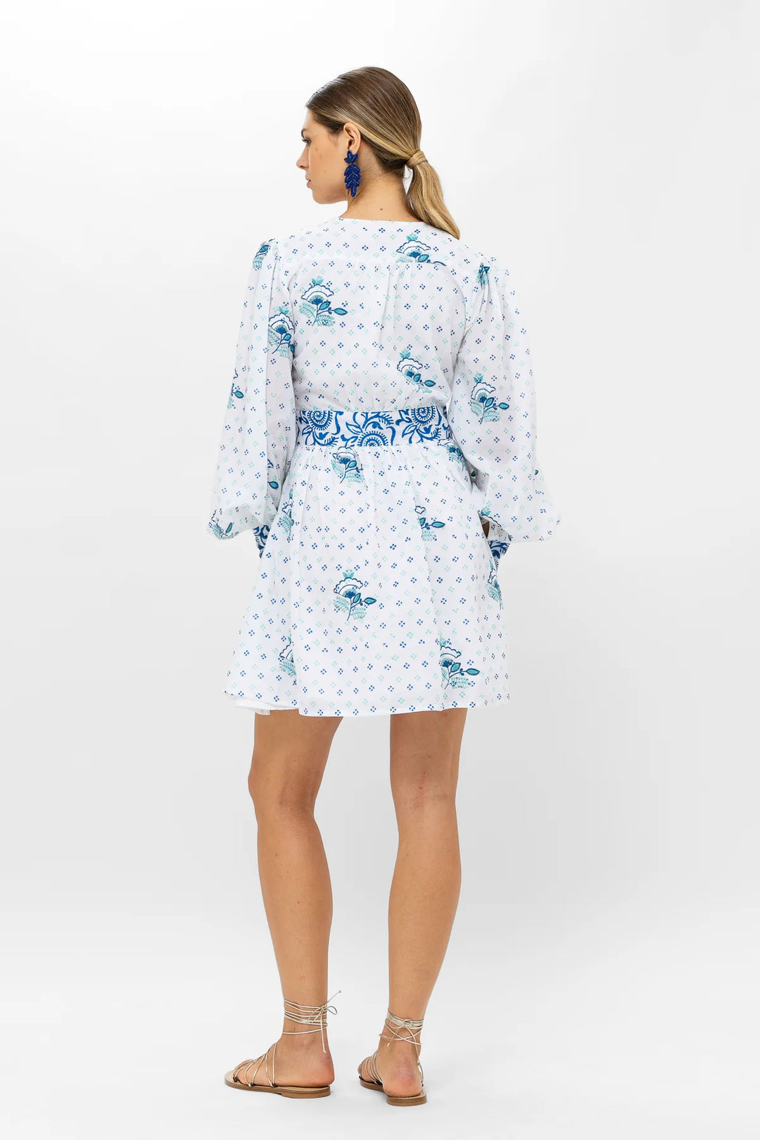 oliphant shirt dress mini Corfu Blue V-Neck Shirt Waist Mini Dress – Carrie Dunham