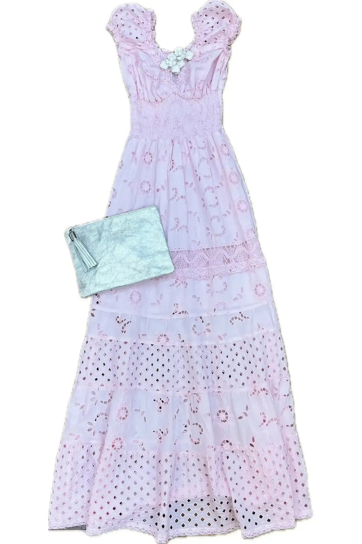 pink cap sleeve maxi dress Soft Pink Maxi Dress With Cap Sleeves