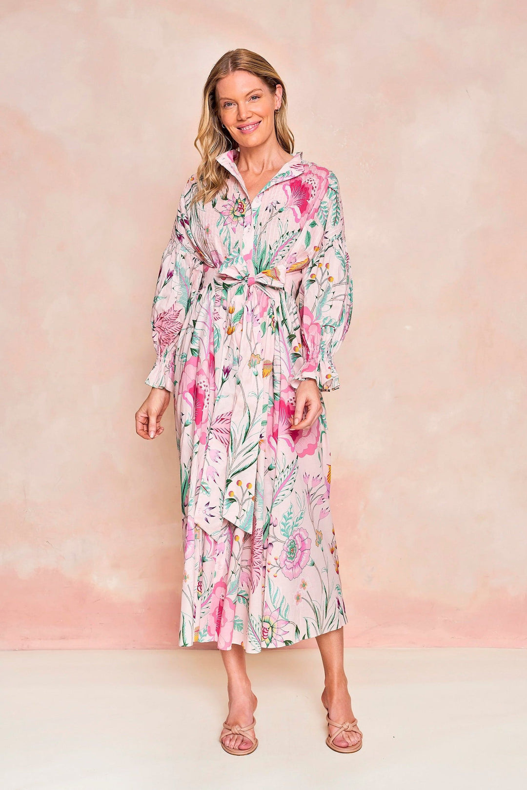 Blush Garden Bouquet Puff Sleeve Maxi Dress Blush Garden Bouquet Puff Sleeve Maxi Dress