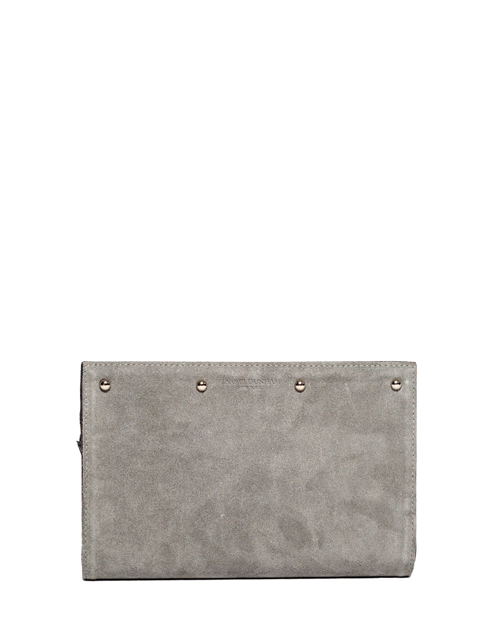 Lizzie Reversible Black Croc Dove Grey Suede Clutch Cover Carrie Dunham