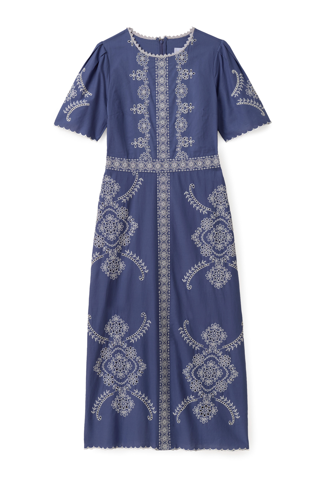 indigo midi dress Indigo Embroidered Eyelet Bobbi Midi Dress – Carrie Dunham