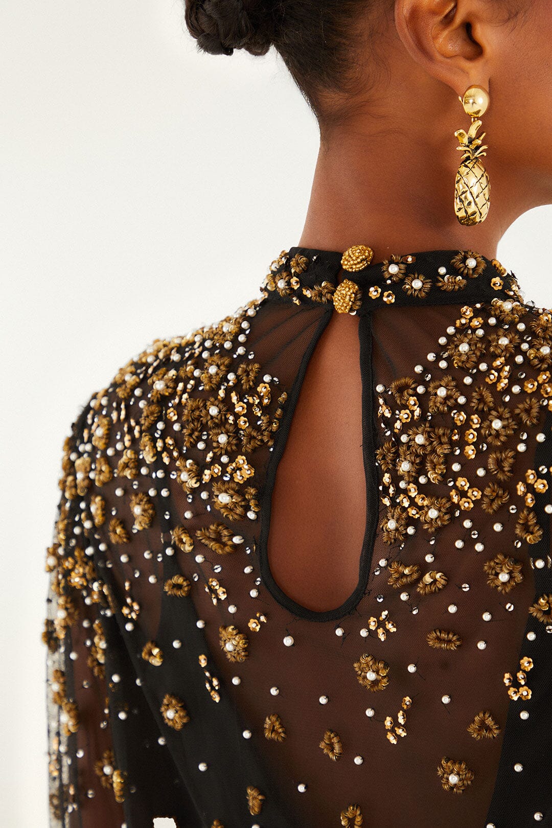 Black Sequined Bubble Tulle Blouse – Carrie Dunham