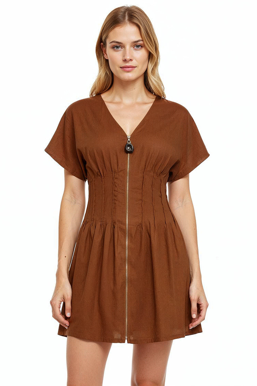 brown short sleeve mini dress Brown Knit Short Sleeve Mini Dress PinkBlush