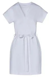 White Cotton Short Sleeved Short Bath Robe M