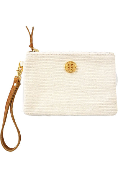 Italian Canvas Wristlet with Tan Leather Strap